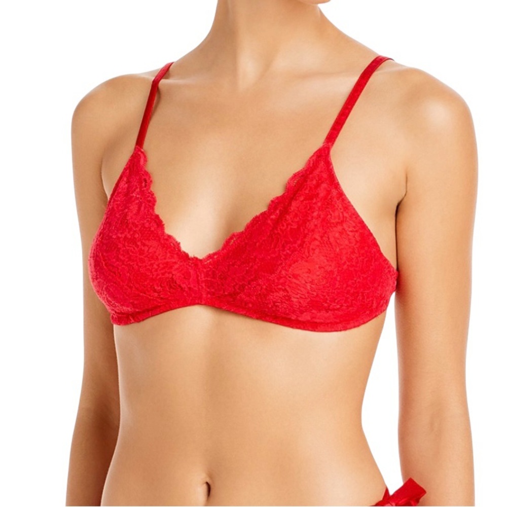 COSABELLA Wireless Never Say Never Triangle Bralette Lace Red Rosetto Size Small - Picture 2 of 5